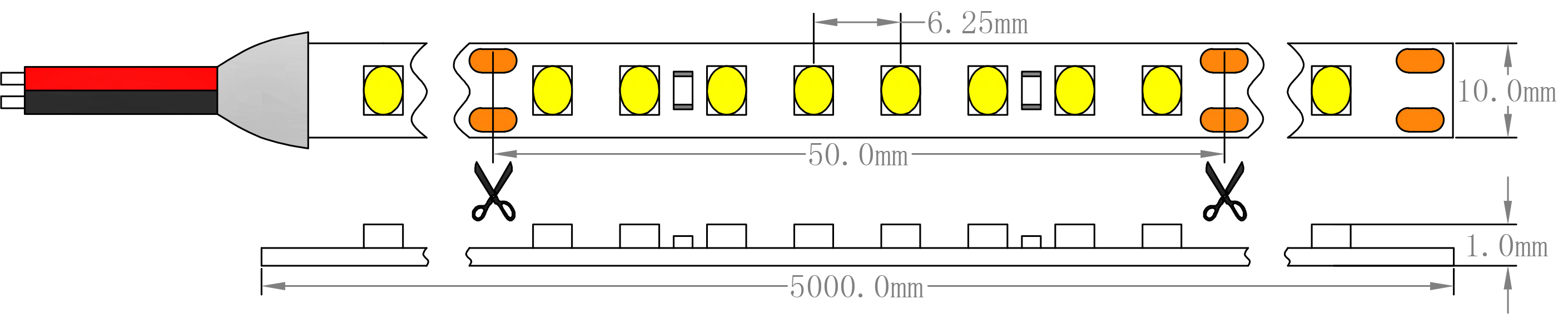 Размеры светодиодной ленты SMD2835 Samsung